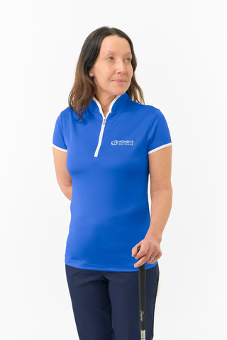 Women's Golf Lounge x Surprizeshop - Pure Golf Bloom Cap Sleeve Polo Shirt Royal Blue
