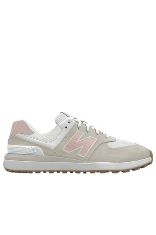 New Balance Womens Waterproof Golf Shoes - 574 Greens V2 - Spikeless Sand/Pink