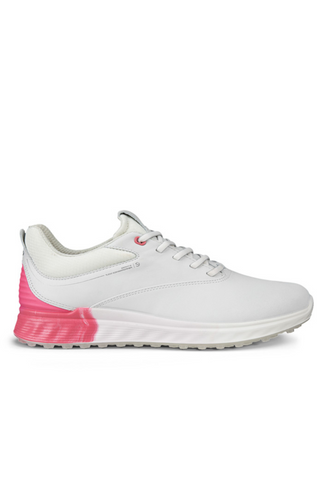 Ecco S Three Waterproof Ladies Golf Shoes - White/Bubblegum