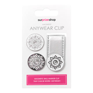 Surprizeshop Metallic Silver Golf Ball Marker Anywear Set