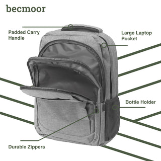 Becmoor Laptop Backpack - Grey