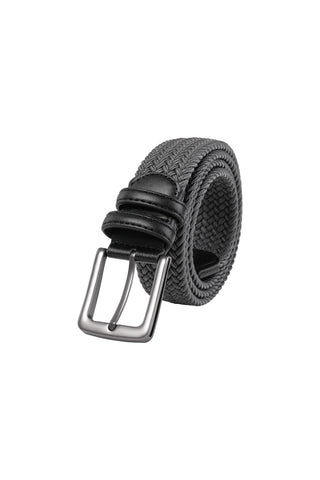 2-Pack Unisex Woven Holeless Belts - Black & Grey