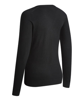 Ladies V-Neck Knit Golf Pullover - Black Onyx