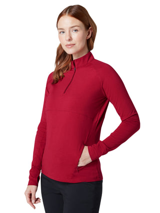 Callaway Ladies Golf Lightweight Knit Heathered ¼ Zip Top - Red Heather