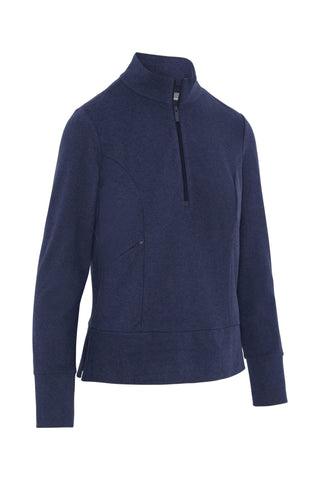 Callaway Ladies Micro Fleece Golf Pullover Sweater - Peacoat Heather