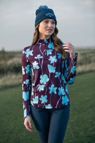 Callaway Golf Ladies Two-Tone Geo Sun Protection Top - Potent Purple