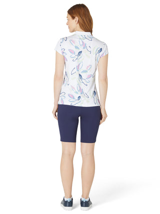 Callaway Golf Linear Petals Ladies Short Sleeve Polo - Brilliant White