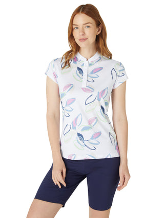 Callaway Golf Linear Petals Ladies Short Sleeve Polo - Brilliant White