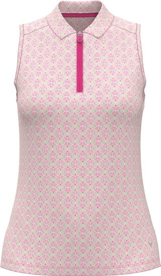 Callaway Deco Geo Sleeveless Golf Polo - Fuchsia Purple