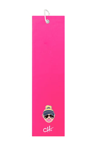 Surprizeshop The Charley Hull Golf Tri Fold Towel - Caricature - Pink