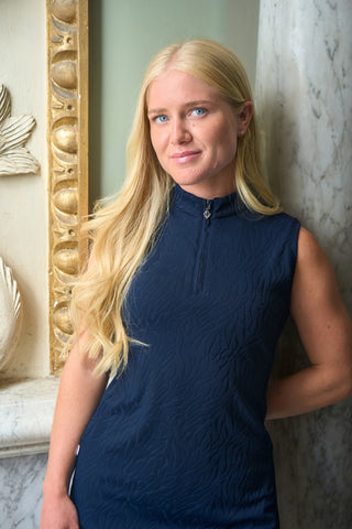 Sabrina Textured Sleeveless Dress - Navy