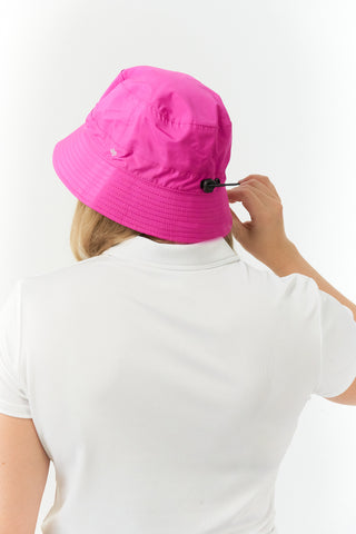 Ladies Golf Waterproof Fleece Lined Bucket Rain Hat- Pink