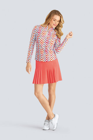 Tail Ladies Golf Lee Long Sleeve 1/4 Zip Polo - Chevron Trio