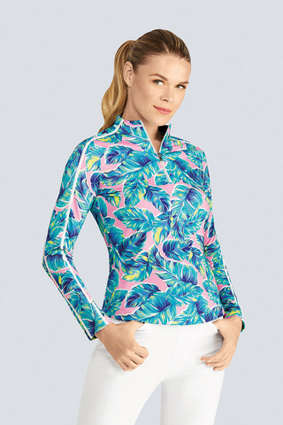 Tail Ladies Golf Lee Long Sleeve 1/4 Zip Polo - Paraiso