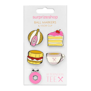 Surprizeshop Afternoon Tee Golf Ball Marker and Visor Clip Set