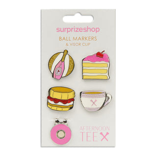 Surprizeshop Afternoon Tee Golf Ball Marker and Visor Clip Set