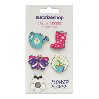 Surprizeshop Flower Power Golf Ball Marker and Visor Clip Set