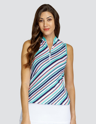 Tail Ladies Isabel Sleeveless Polo - Gem Stripe