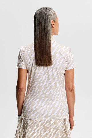 Tour Tech Print Ladies Golf Polo - Oak Island Fossil