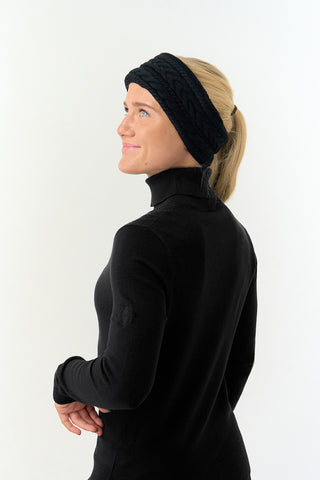 Surprizeshop Ladies Golf Knitted Black Fleece Lined Headband - Black