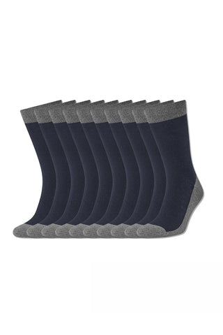 Becmoor Men's Socks (10 Pack) - UK 8-11 - Navy/Grey