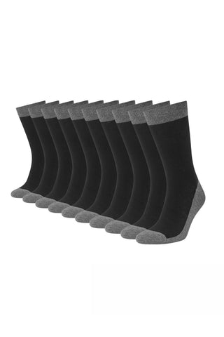 Becmoor Men's Socks (10 Pack) - UK 8-11 - Black & Grey