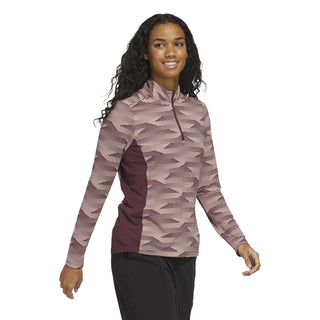 Adidas Womens Ultra Printed Long Sleeve Quarter Zip - Aurora Ruby
