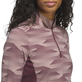 Adidas Womens Ultra Printed Long Sleeve Quarter Zip - Aurora Ruby