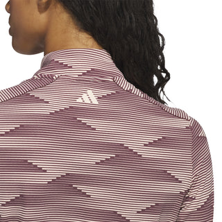 Adidas Womens Ultra Printed Long Sleeve Quarter Zip - Aurora Ruby