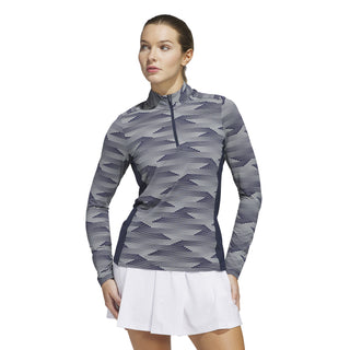 Adidas Womens Ultra Printed Long Sleeve Quarter Zip - Collegiate Navy