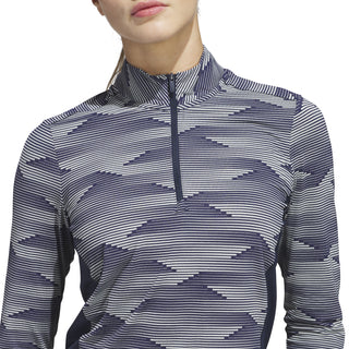 Adidas Womens Ultra Printed Long Sleeve Quarter Zip - Collegiate Navy