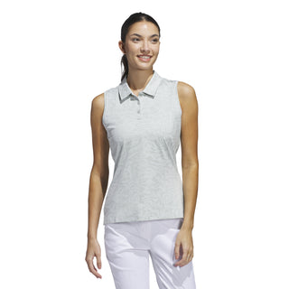 Adidas Womens Ultimate365 Jaquard Sleeveless Polo Shirt - Wonder Silver