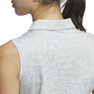 Adidas Womens Ultimate365 Jaquard Sleeveless Polo Shirt - Wonder Silver