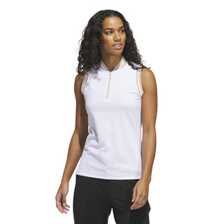 Adidas Womens Ultimate365 Zip Sleeveless Polo Shirt - Wonder Taupe