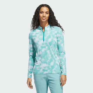 Adidas Womens Ultra Long Sleeve Quarter Zip Golf Top - Teal/White