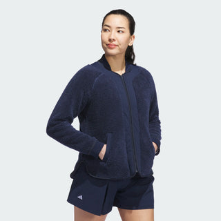 Adidas Ladies Go-To Golf Fleece Jacket - Navy