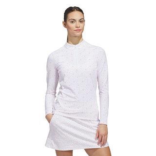 Ultimate365 Printed Quarter-Zip Mock Polo Shirt - White