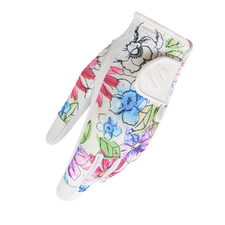Cabretta Leather Lycra Comfort Stretch Left Hand Ladies Golf Glove - Botanical Sketch