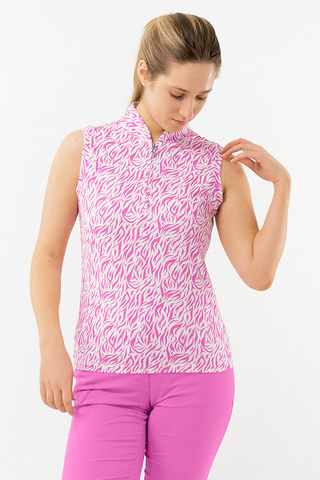 Pure Golf Rise Sleeveless Polo - Azalea Zebra