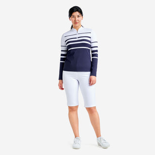 Nivo Ladies Lolita Long Sleeve Mock - White/Navy