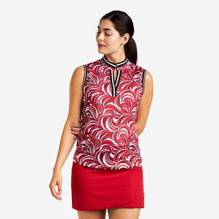 Vivia Mock Sleeveless Ladies Golf Top - Red