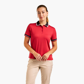 Lorraine Ladies Short Sleeve Golf Polo - Chinese Red