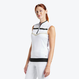 Nivo Ladies Sibyl Sleeveless Polo - White/Honey