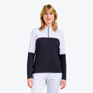 Nivo Ladies Gaia Long Sleeve Golf Mock - White & Black
