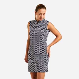 Linnea Sleeveless Polo - Navy & White
