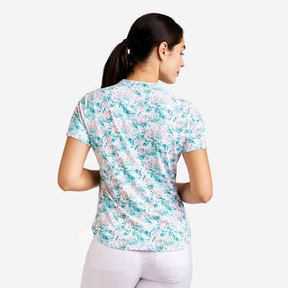 Lynda Cap Sleeve Polo - White Aruba