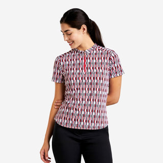 Lynda Cap Sleeve Polo - Red & Cream