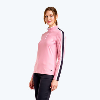 Nivo Ladies Dottie Mock Long Sleeve Golf Top - Cosmetic Pink