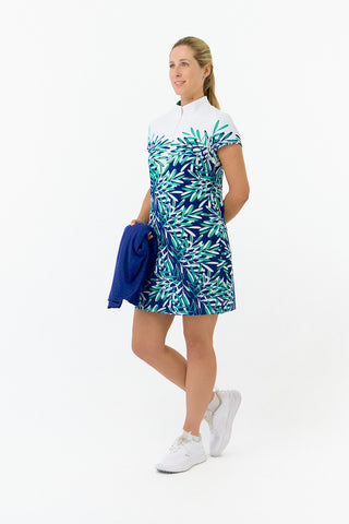 Carly Cap Sleeve Dress- Floating Palms
