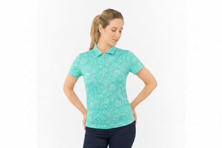Pure Golf Rise Cap Sleeve Zip Polo Shirt - Ocean Blue
